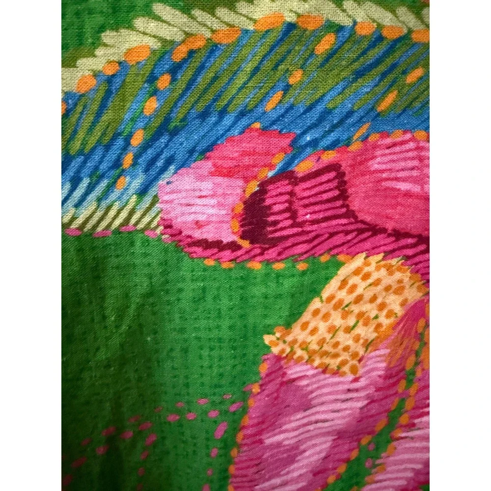 Farm Rio Off The Shoulder Maxi Dress Green Floral Puff Sleeve Button Front M - Picture 14 of 15